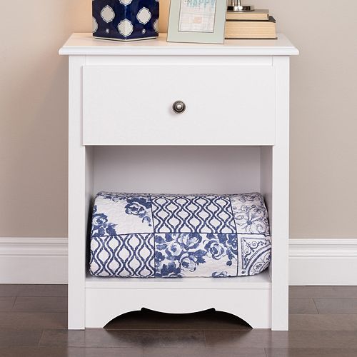 Prepac Monterey 1Drawer Tall White Nightstand