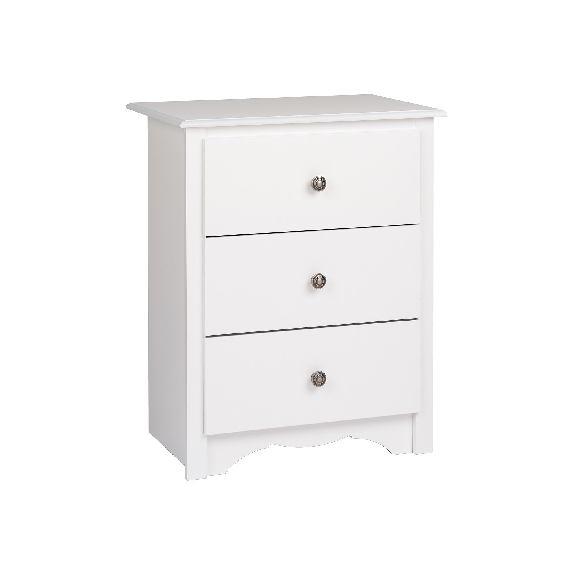 Prepac Monterey 3-Drawer Tall White Nightstand