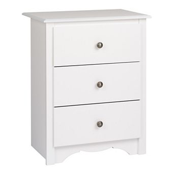 Prepac Monterey 3-Drawer Tall White Nightstand
