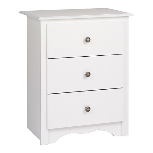 Prepac Monterey 3Drawer Tall White Nightstand