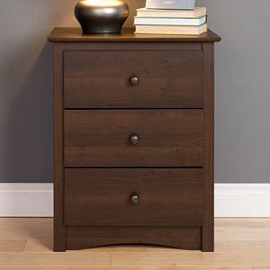 Prepac Fremont 3-Drawer Tall Espresso Nightstand