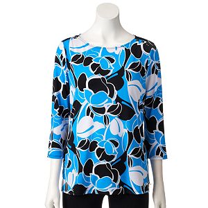 Petite Croft & Barrow® Print Button-Detail Top