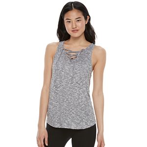 Juniors' SO® High Low Lace-Up Tank