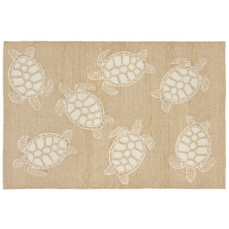 Liora Manne Front Porch Capri Turtle Indoor Outdoor Rug, Natural, 7.5X9.5 Ft