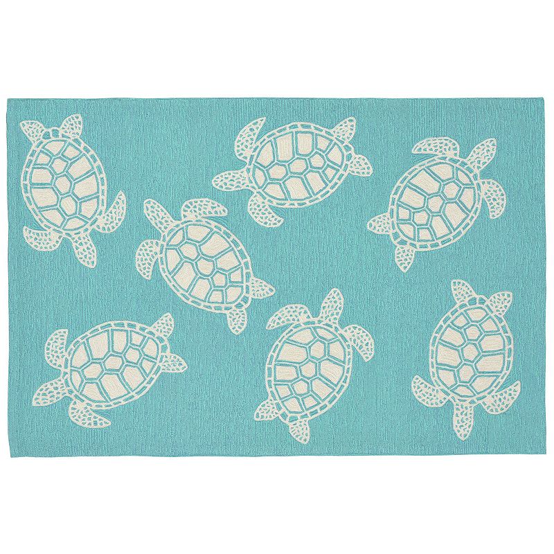 Liora Manne Front Porch Capri Turtle Indoor Outdoor Rug, Dark Blue, 7.5X9.5 Ft