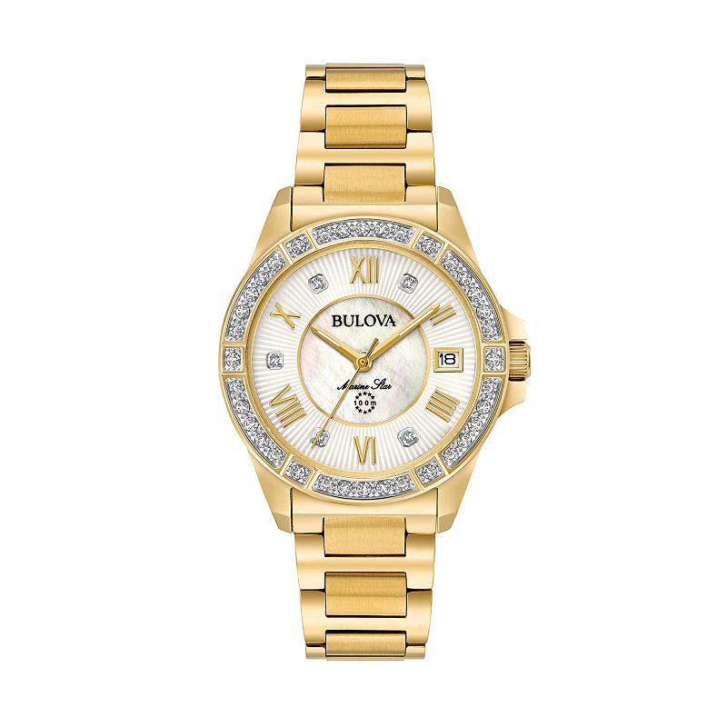 Bulova Women's Marine Star Diamond Stainless Steel Watch - 98R235, Gold Tone