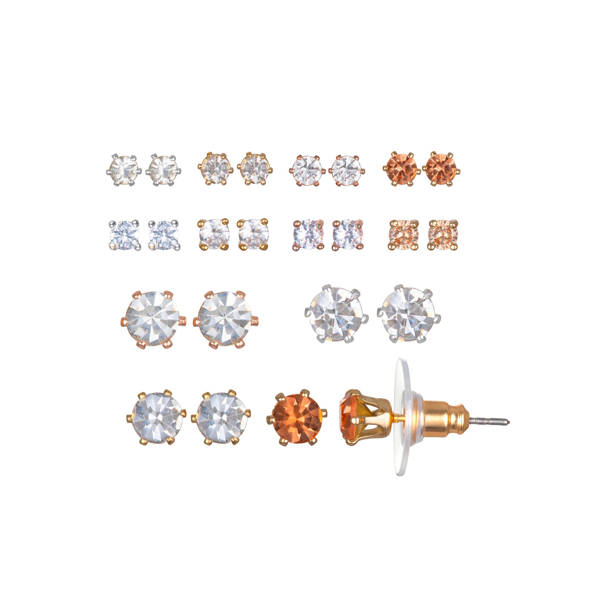 LC Lauren Conrad Tri Tone Stud Earring Set, Womens, Multi