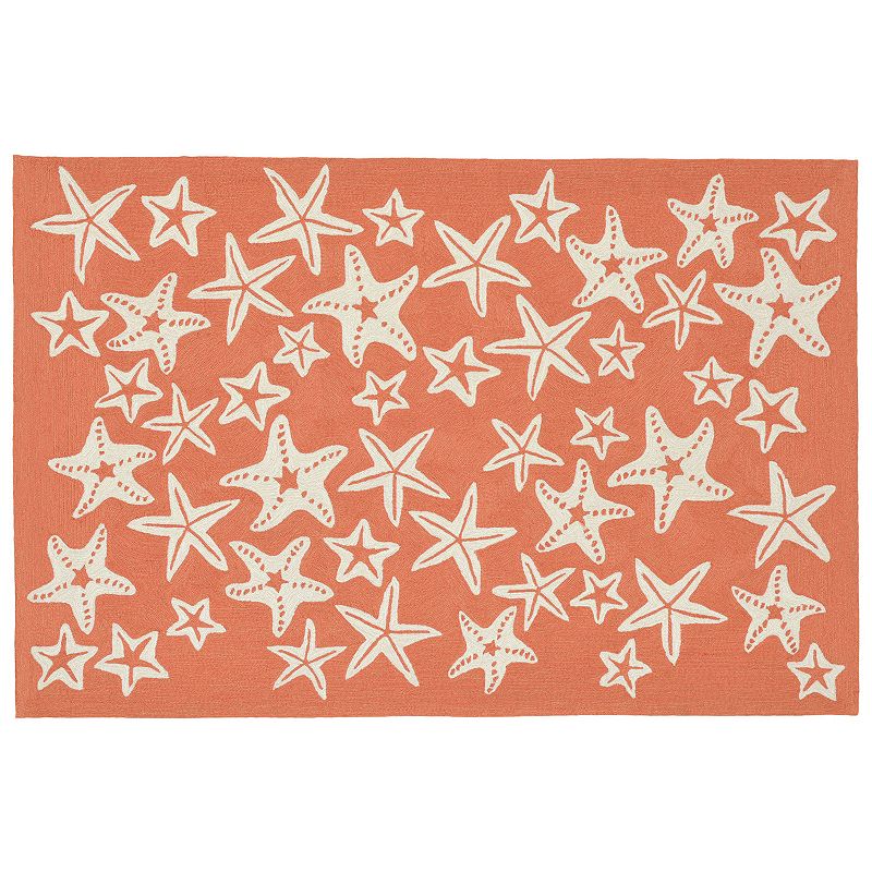 Liora Manne Front Porch Capri Starfish Indoor Outdoor Rug, Lt Orange, 7.5X9.5 Ft