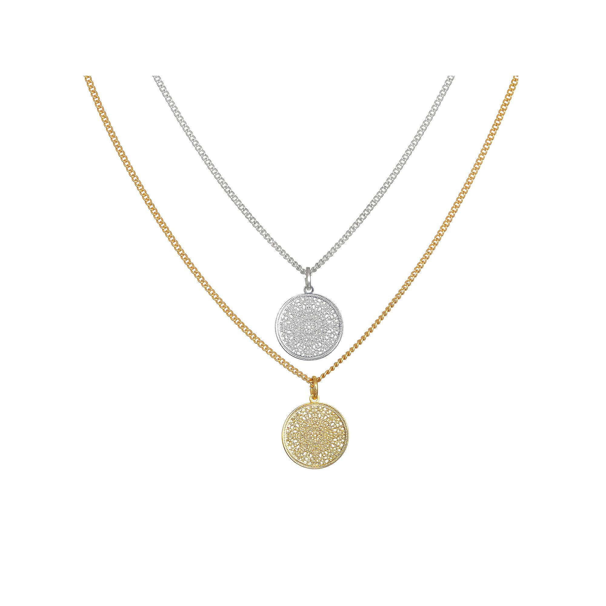 LC Lauren Conrad Openwork Disc Pendant Necklace Set, Womens, Multi