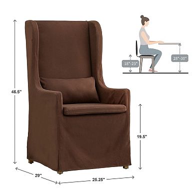 HomeVance Grace Hill Wingback Slip Covered Hostess Chair