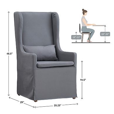 HomeVance Grace Hill Wingback Slip Covered Hostess Chair