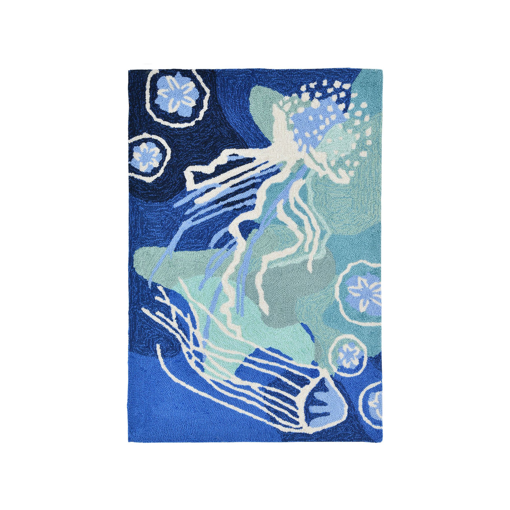 Liora Manne Front Porch Capri Jellyfish Indoor Outdoor Rug, Blue