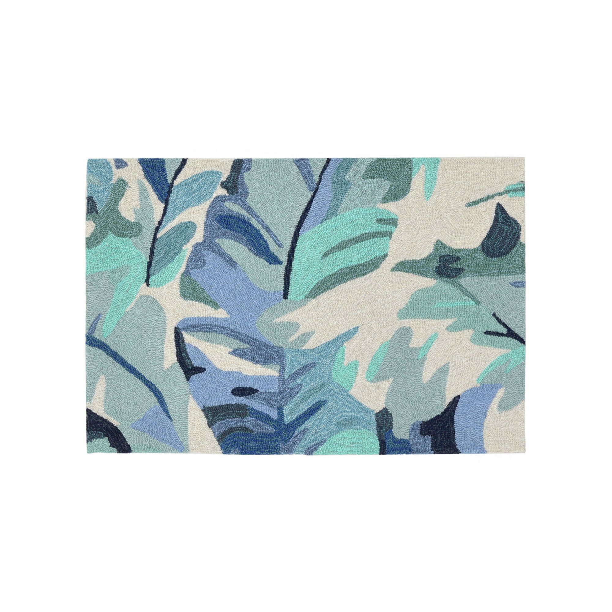 Liora Manne Front Porch Capri Palm Leaf Indoor Outdoor Rug, Blue
