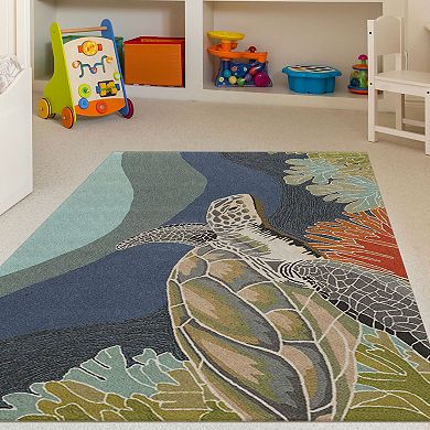 Liora Manne Ravella Akumal Turtle Indoor Outdoor Rug