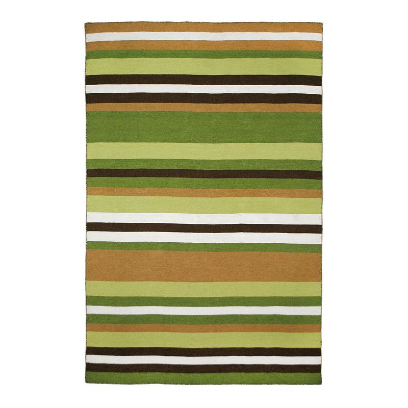 Liora Manne Front Porch Sorrento Tribeca Striped Indoor Outdoor Rug, Green, 7.5X9.5 Ft
