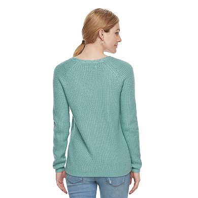 Women's Sonoma Goods For Life® Cable Knit V-Neck Sweater
