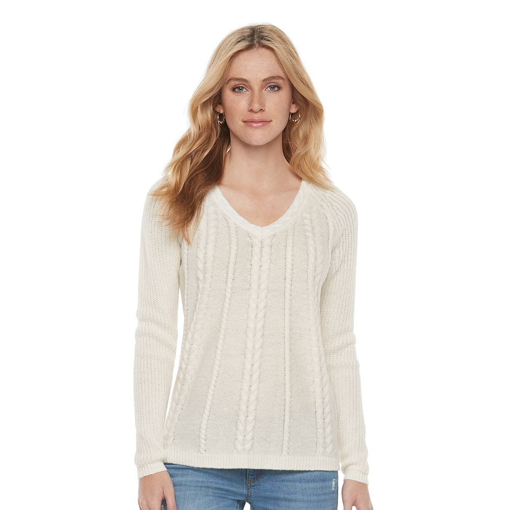 SONOMA Goods for Life™ Cable Knit V-Neck Sweater