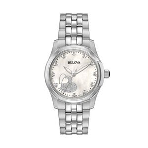 Bulova Women's Diamond Heart Stainless Steel Watch - 96P182
