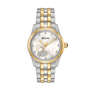 Bulova Women's Diamond Heart Two Tone Stainless Steel Watch - 98P152