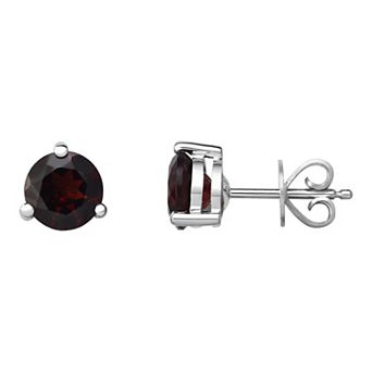 Sterling Silver Garnet Stud Earrings