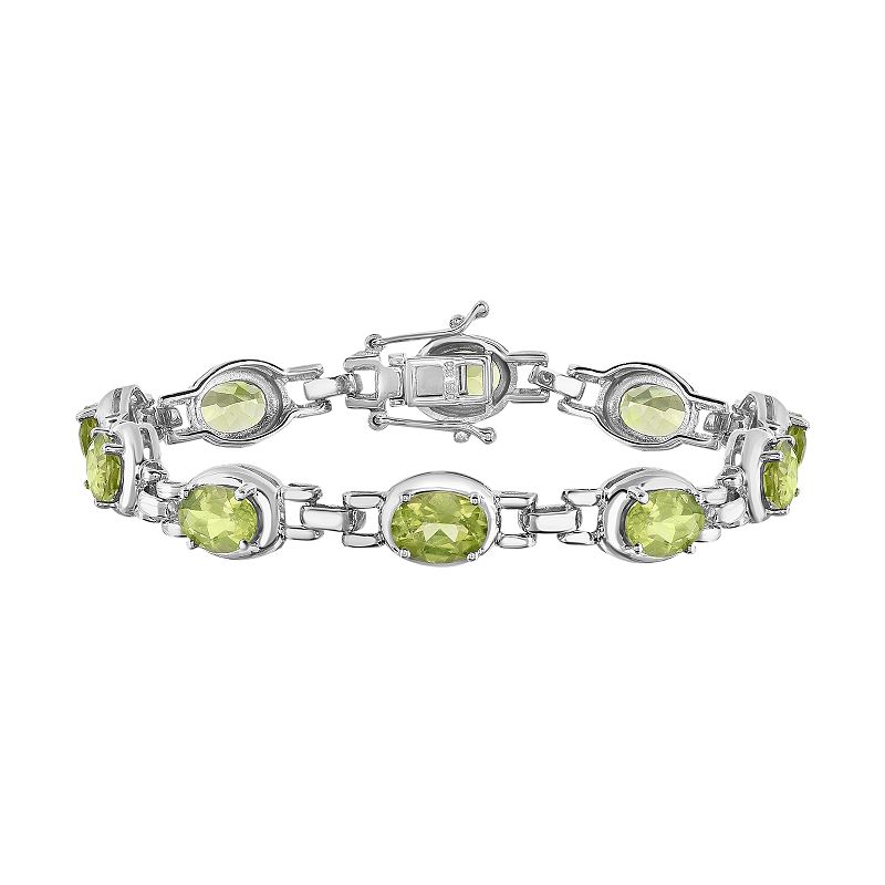 Sterling Silver Peridot Bracelet, Womens, Size: 7, Green