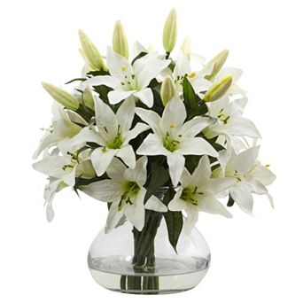 nearly natural 16 in Lily Silk Artificial Floral Arrangement