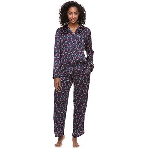 Women's Apt. 9® Pajamas: Satin Long Sleeve Top & Pants PJ Set
