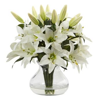 nearly natural Lily Silk Artificial Floral Arrangement