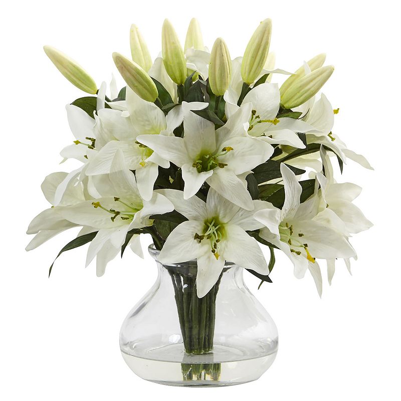 nearly natural Lily Silk Artificial Floral Arrangement, White