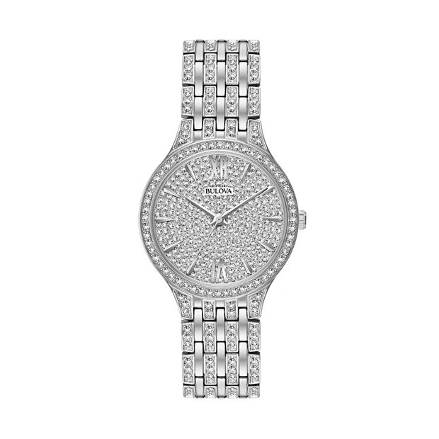 Bulova women's crystal watch hot sale