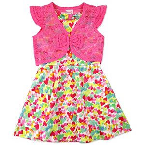 Girls 4-6x Nanette Print Scuba Dress with Lace Shrug