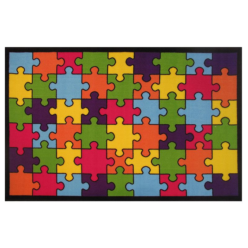 Fun Rugs Fun Time Jigsaw Puzzle Rug, Multicolor, 4X6.5 Ft