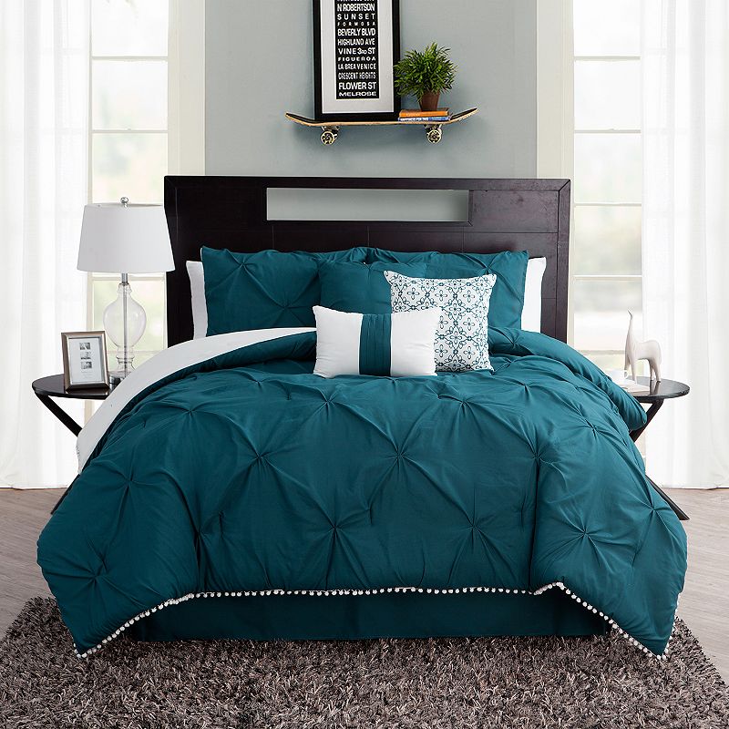 59580104 Pom-Pom Comforter Set, Green, Twin sku 59580104