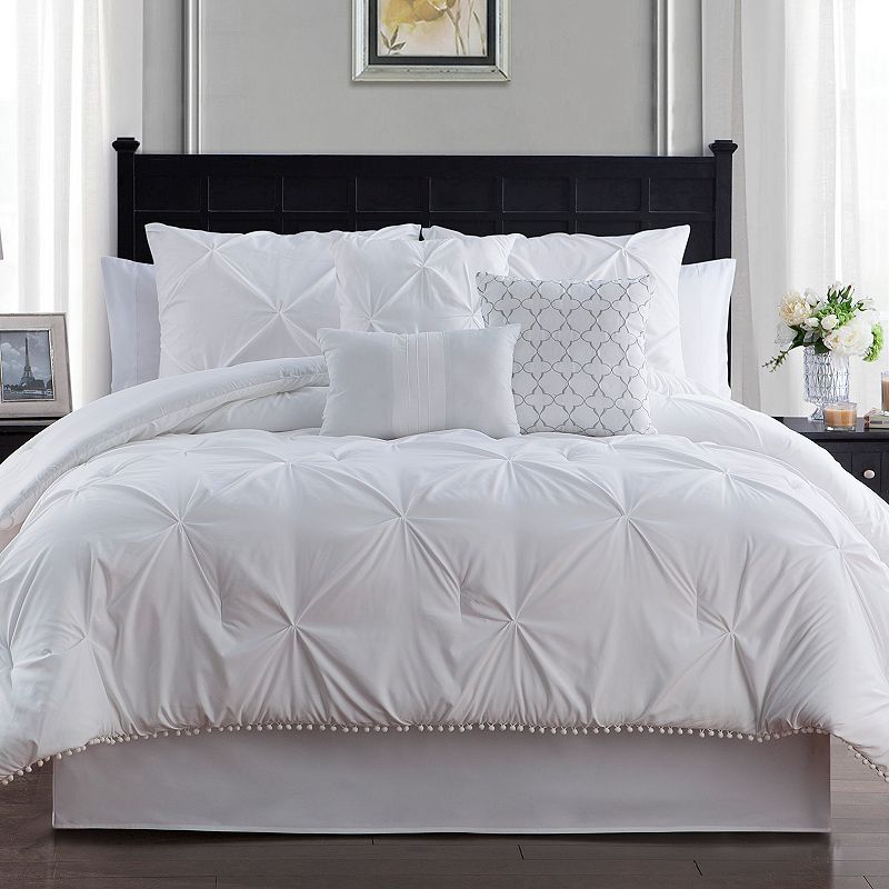 59580095 Pom-Pom Comforter Set, White, Twin sku 59580095