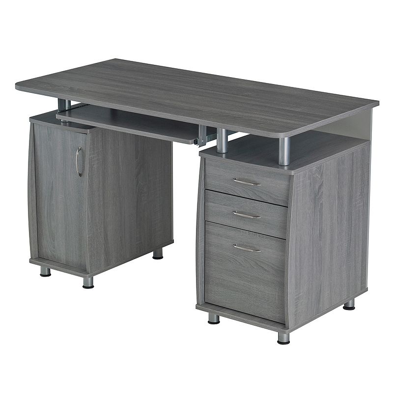 Techni Mobili Workstation 3-Drawer Desk, Grey