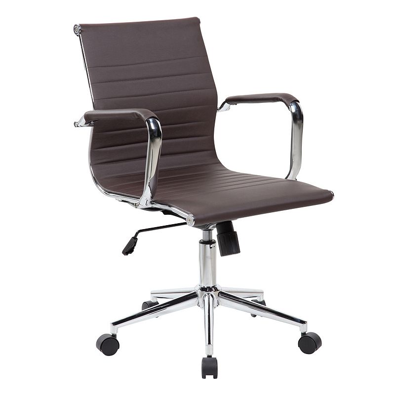 Techni Mobili Modern Faux-Leather Executive Desk Chair, Brown