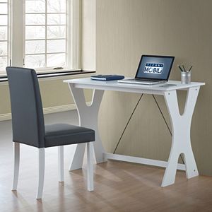 Techni Mobili Modern White Desk & Chair 2-piece Set