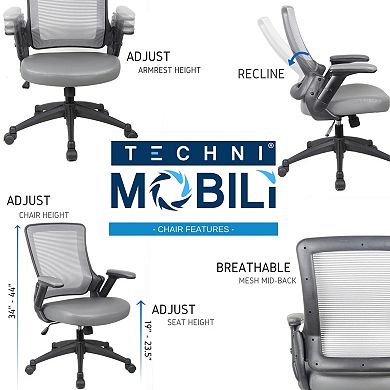 Techni Mobili Mesh Back Faux-Leather Desk Chair 