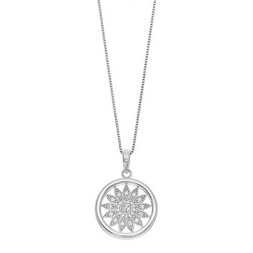 Timeless Sterling Silver Cubic Zirconia Sun Pendant Necklace