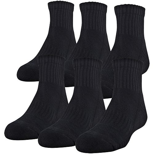 Boys Under Armour 6Pack QuarterCrew Socks