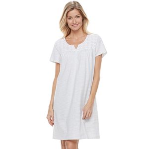 Women's Croft & Barrow® Pajamas: Short Sleeve Eyelet Sleep Shirt