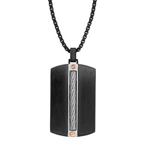 LYNX Men's Stainless Steel Cable Chain Dog Tag Necklace