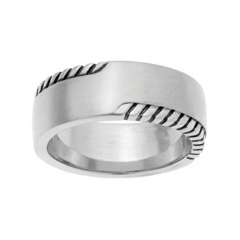 LYNX Men's Stainless Steel Grooved Ring