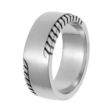 LYNX Men's Stainless Steel Grooved Ring