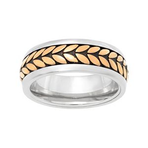 LYNX Men's Tri Tone Stainless Steel Tread Ring