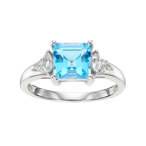 Sterling Silver Blue & White Topaz Ring