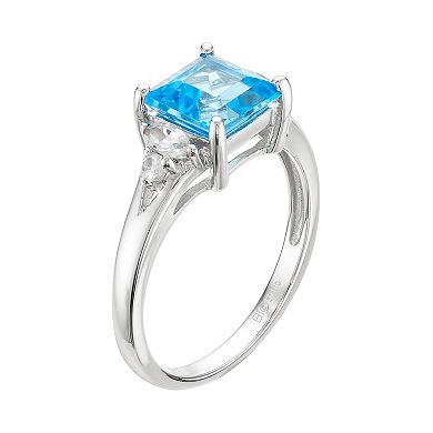 Gemminded Sterling Silver Blue & White Topaz Ring