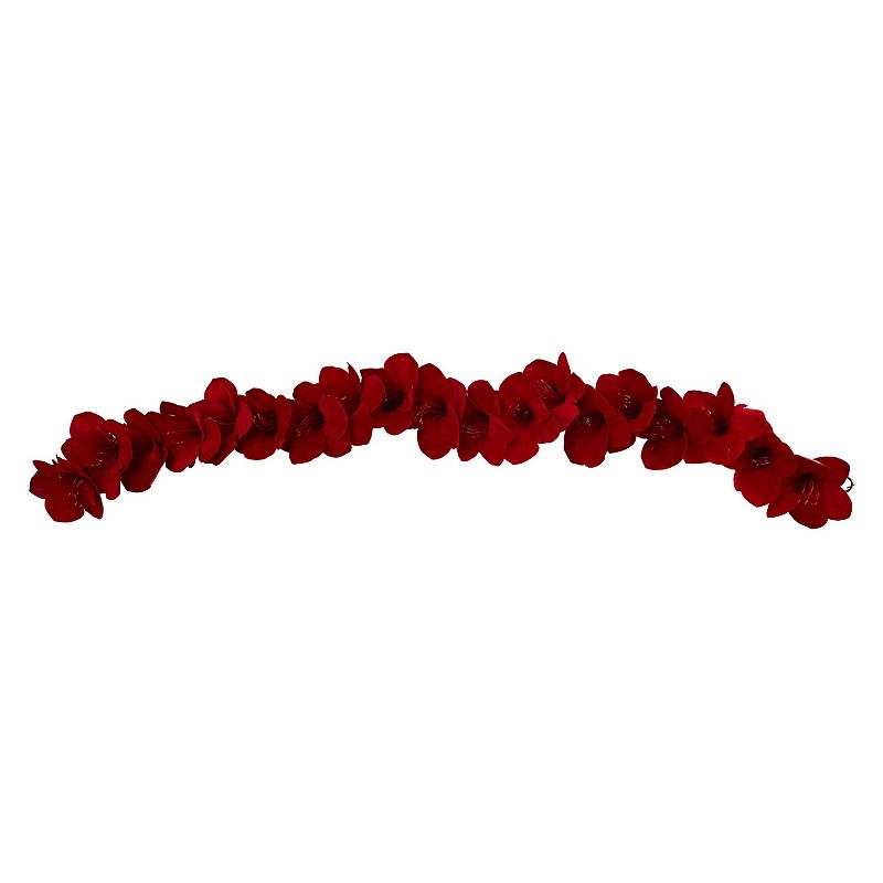 nearly natural Artificial 5-ft. Amaryllis Silk Garland, Red