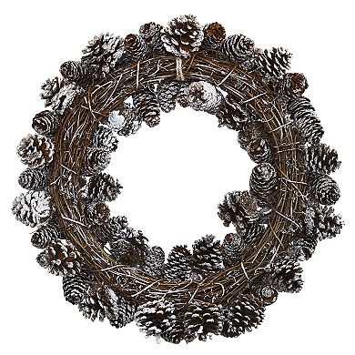 nearly natural Artificial Snowy Pine Cone Wreath