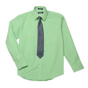 Boys 4-20 Chaps Shirt & Check Tie Set